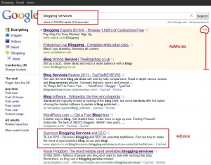 blogging services google search results