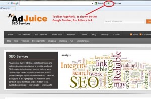 Screenshot of Google Toolbar PageRank - AdJuice Home Page