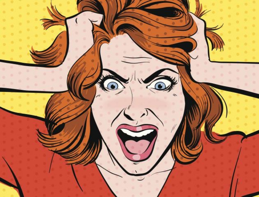 Cartoon image of woman pulling her hair out over keyword rankings